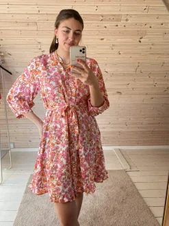 Adanaya Ladonna 3/4 Shirt Dress A PINK FLOWER