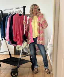 B1151 Crochet Cardigan PINK MULTI