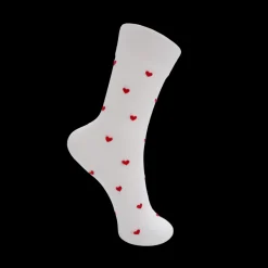 BCAurelia Heart Sock WHITE W. RED HEARTS