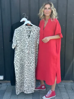 BCMelina Long Linen Dress RED