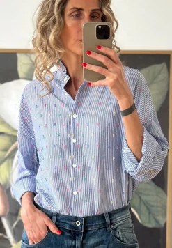 Dot Shirt B1186 BLUE STRIPE DOT