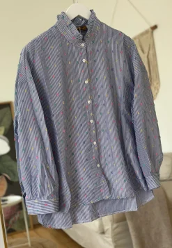Dot Shirt B1186 BLUE STRIPE DOT