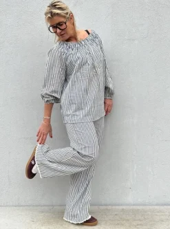 Honolulu Stripe Pant CHALK (Preorder Levering start april)