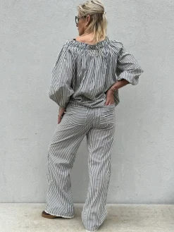 Honolulu Stripe Pant CHALK (Preorder Levering start april)