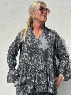 Jada Print Blouse GREY