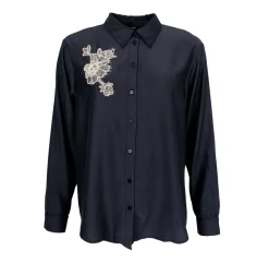Liane Blouse w/ Lace Patch BLACK