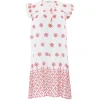Lilly Embrodery Dress WHITE WITH RED EMBRODERY