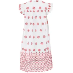 Lilly Embrodery Dress WHITE WITH RED EMBRODERY