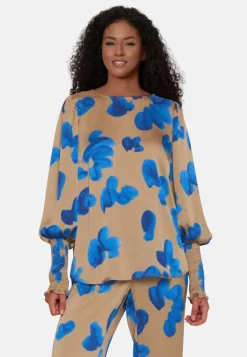 Love738-13 Blouse SAND / BLUE