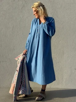 Love Stripe Dress DUSTY BLUE