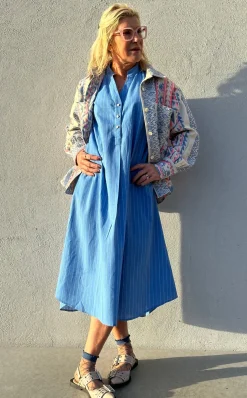 Love Stripe Dress DUSTY BLUE