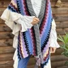 Lucy Knit Poncho BLACK / BLUE