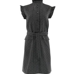 Lydia Stripe/Heart Dress GREY PINSTRIPE