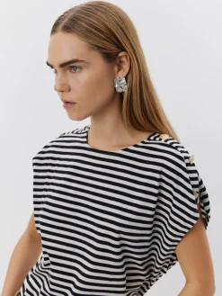 S251190 Bay SW T-shirt BLACK STRIPED