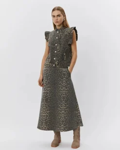 S251460 Selia SW Skirt LIGHT BROWN LEOPARD