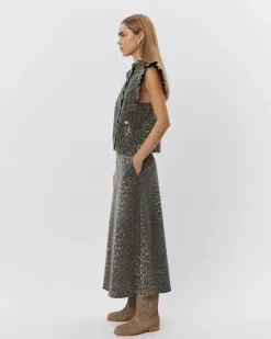 S251460 Selia SW Skirt LIGHT BROWN LEOPARD