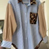 9693 Shirt BLUE STRIPE/LEO/CAMEL