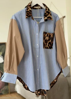 9693 Shirt BLUE STRIPE/LEO/CAMEL