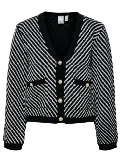 YasCharla LS Sequin Knit Cardigan BLACK/STAR WHITE