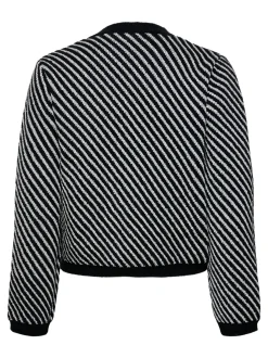 YasCharla LS Sequin Knit Cardigan BLACK/STAR WHITE