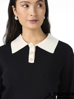 YasMille SS Knit Pullover BLACK/STAR WHITE