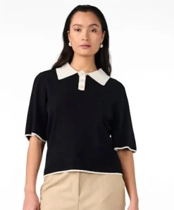 YasMille SS Knit Pullover BLACK/STAR WHITE
