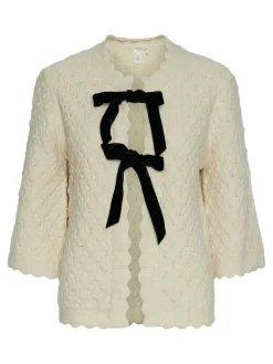 YasSegsa 3/4 Knit Cardigan BIRCH/BLACK TIES