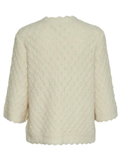 YasSegsa 3/4 Knit Cardigan BIRCH/BLACK TIES